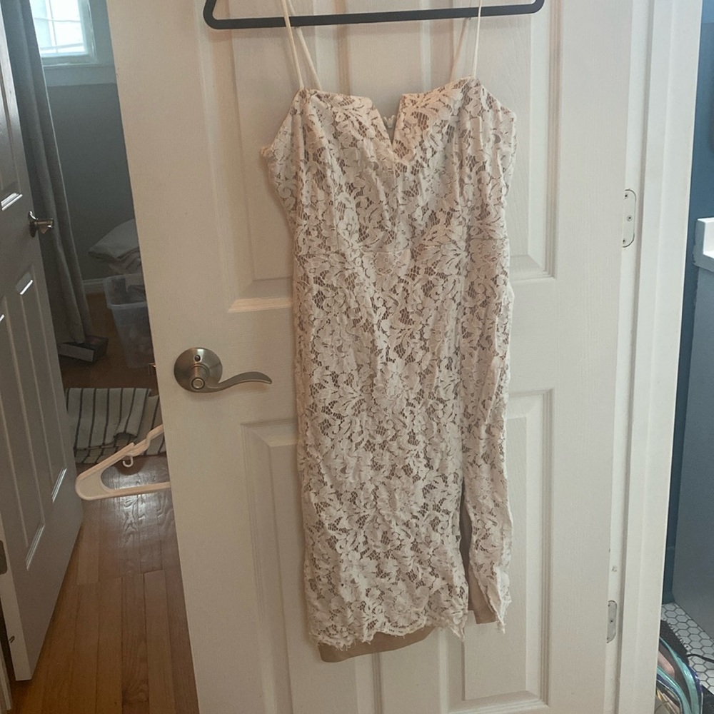 White eyelet dress midi